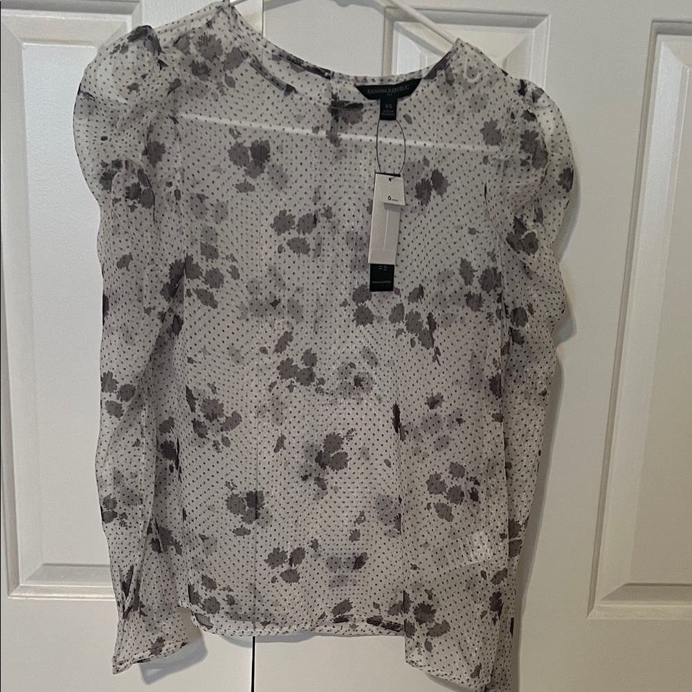 Banana Republic Black and White Floral Blouse